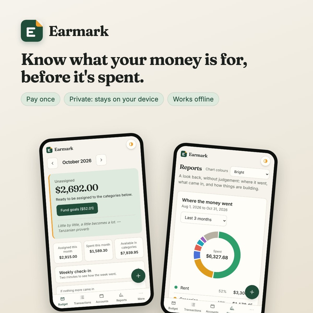 Earmark: know what your money is for, before it's spent